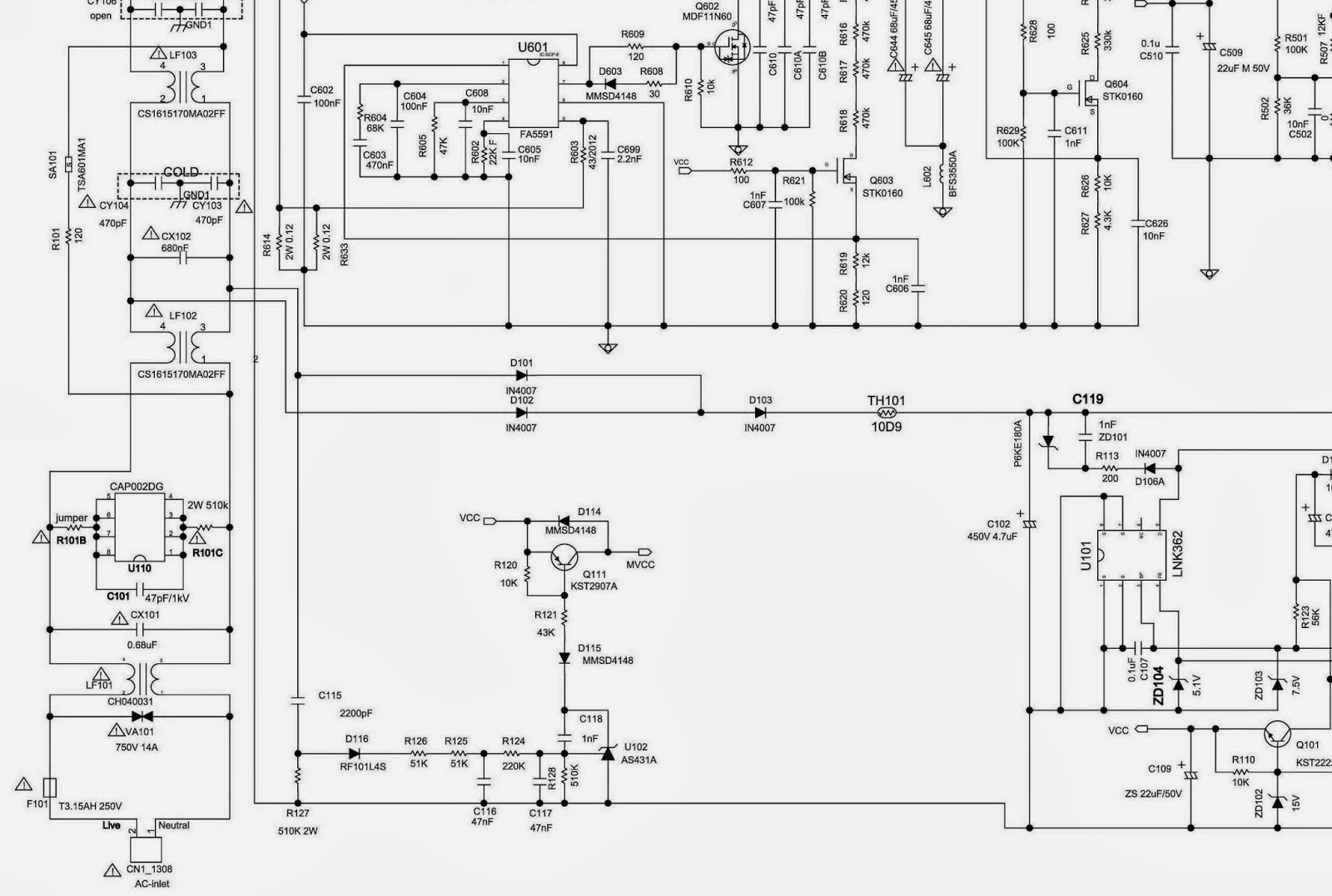 Схема блока питания телевизора lg