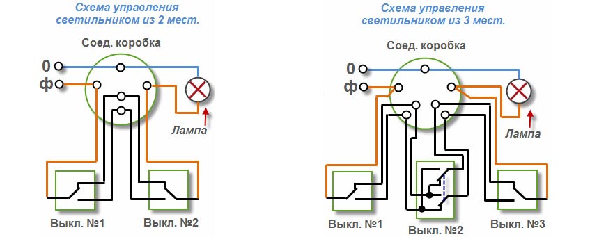 схема проходного выключателя