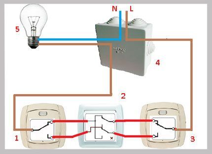 Схема с перекрестным выключателем