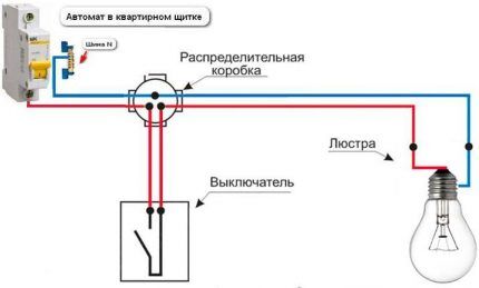 Схема подключения одной лампы